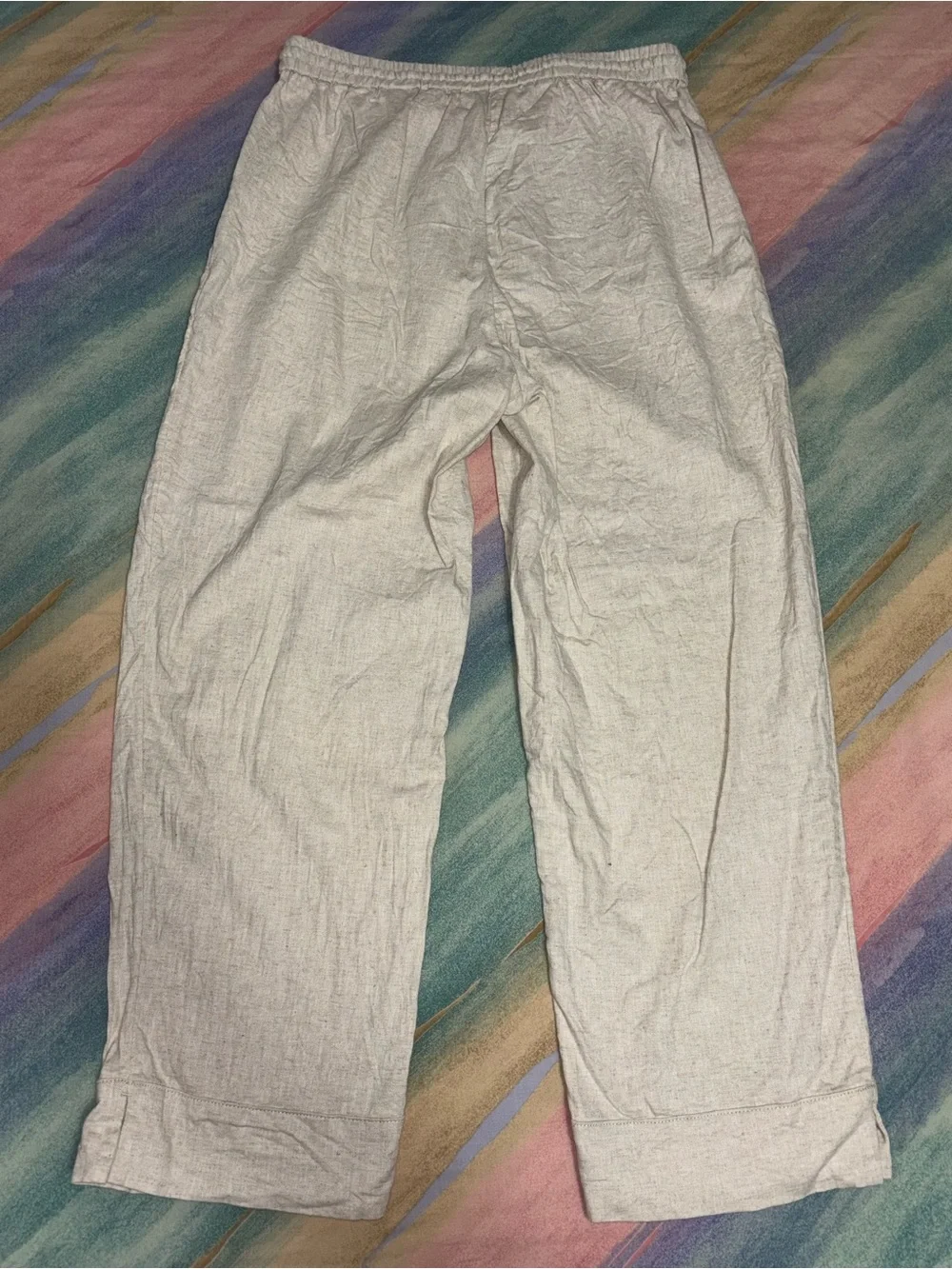 Banana Republic straight high rise Wide Leg Pants Linen Blend Tan/Beige size M